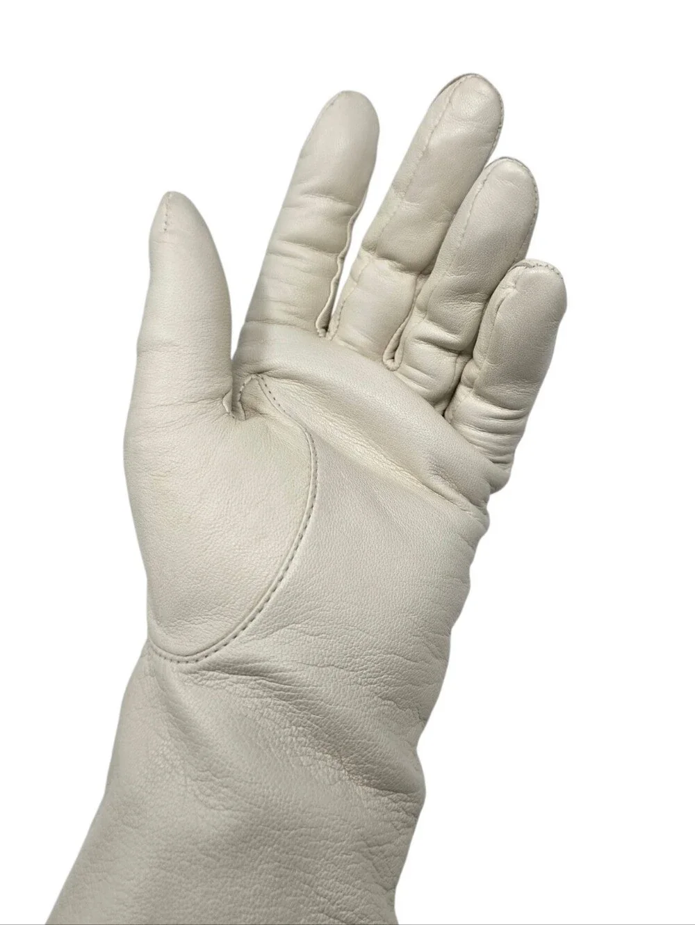 Soft Leather Gloves With Cashmere Lining Women's 7 1/2 Small Ivory